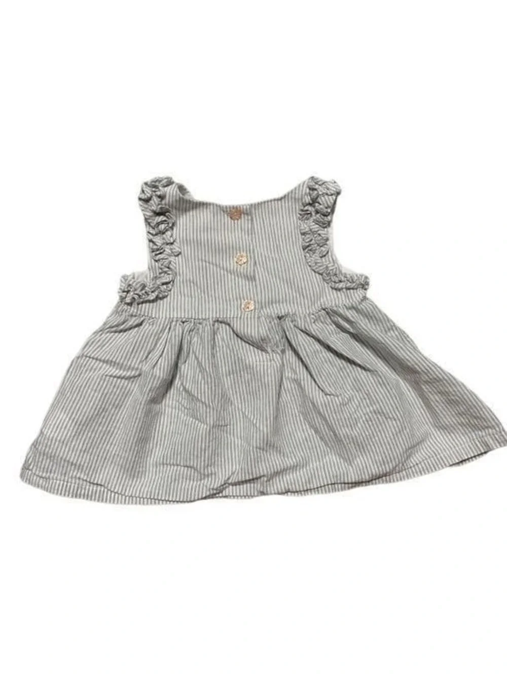 Tahari Gray and White Sleeveless Ruffled Sundress Sz 12M